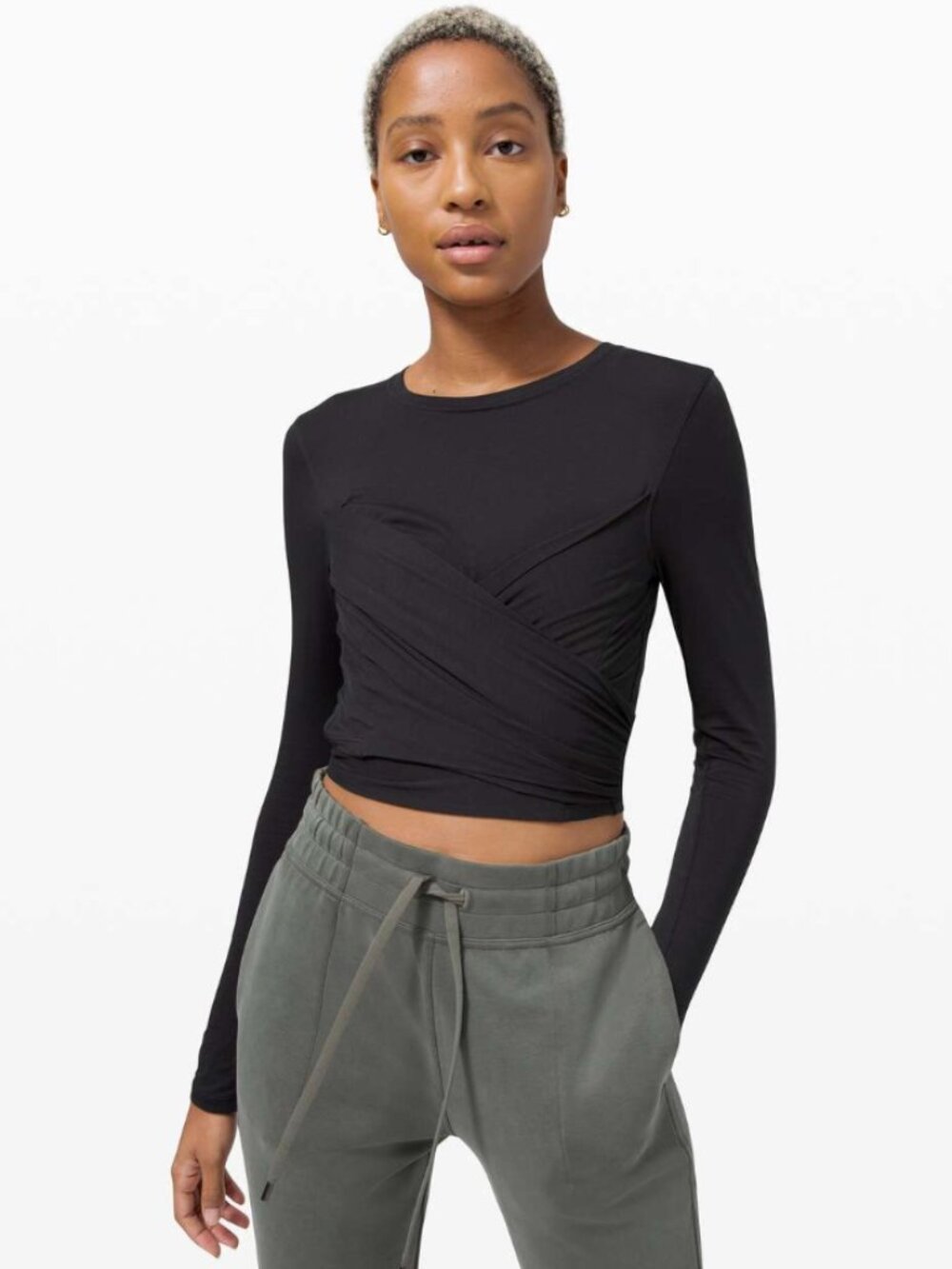 Lululemon Gather and Grow Long Sleeve Wrap Top in Black Size 6